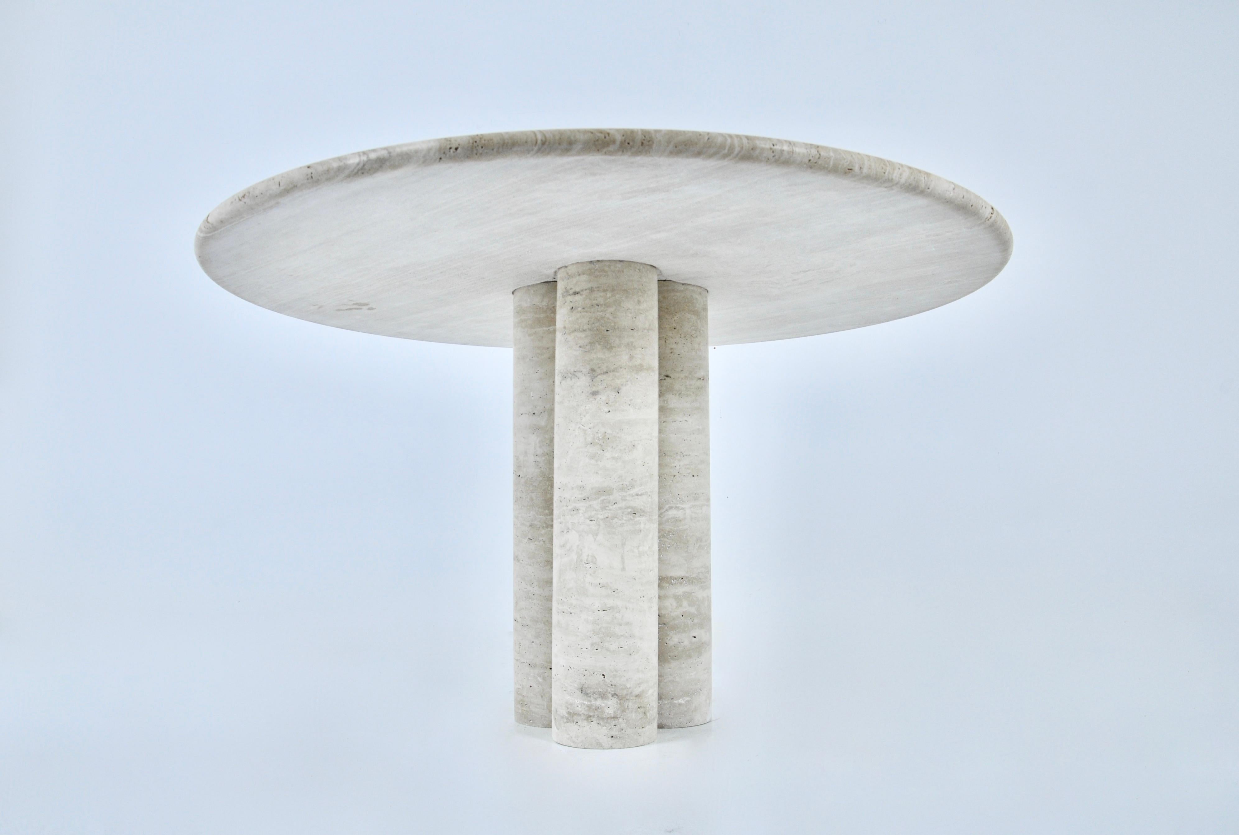 Contemporary Circular Travertine Dining Table