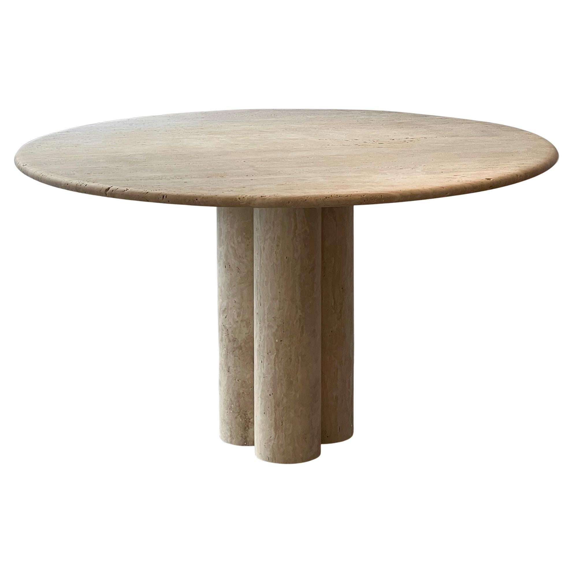Circular travertine dining table For Sale