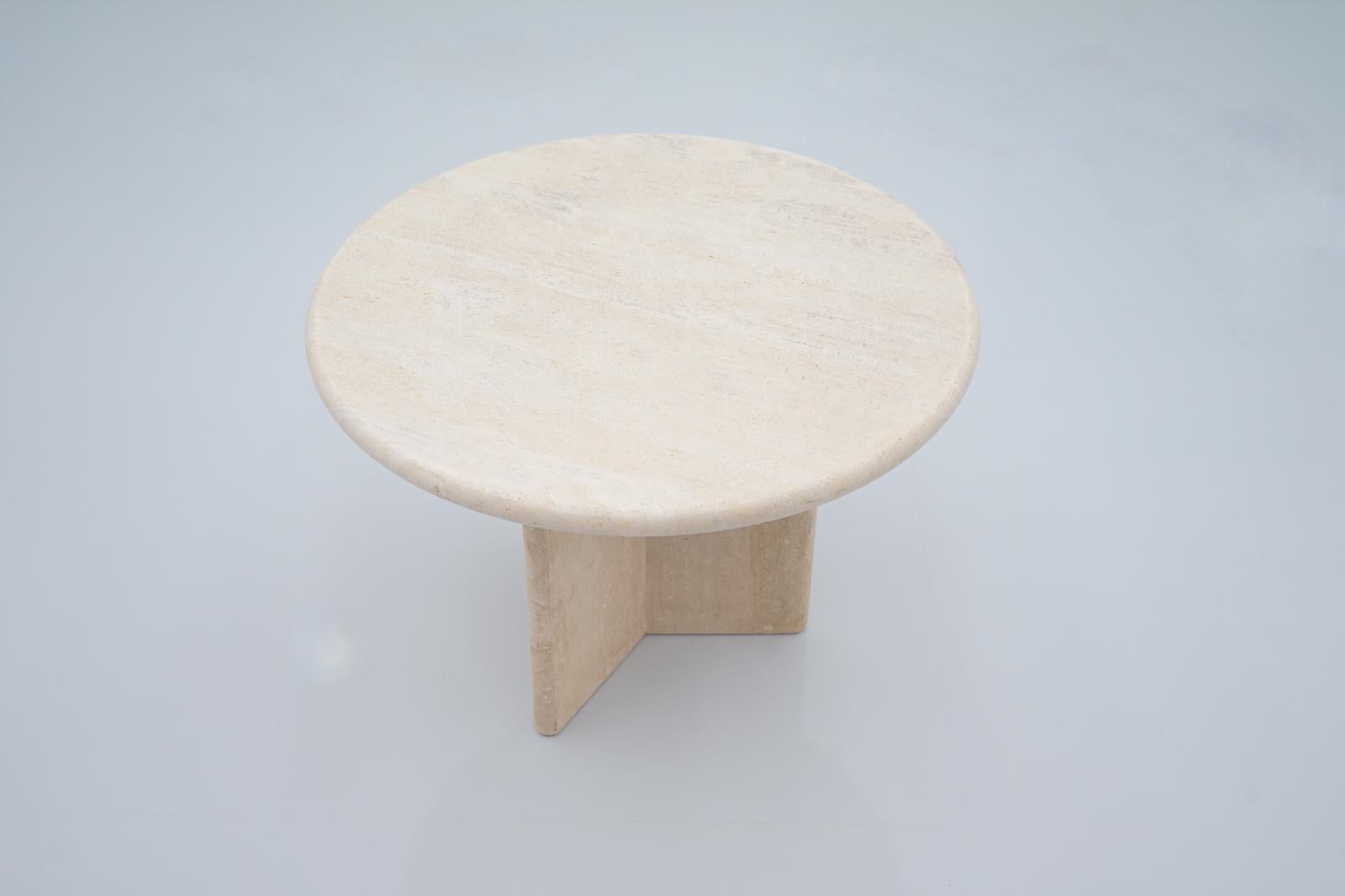 Late 20th Century Circular Travertine Side or Small Coffee Table, Italy, 1970s
