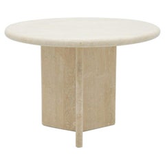 Circular Travertine Side or Small Coffee Table, Italy, 1970s