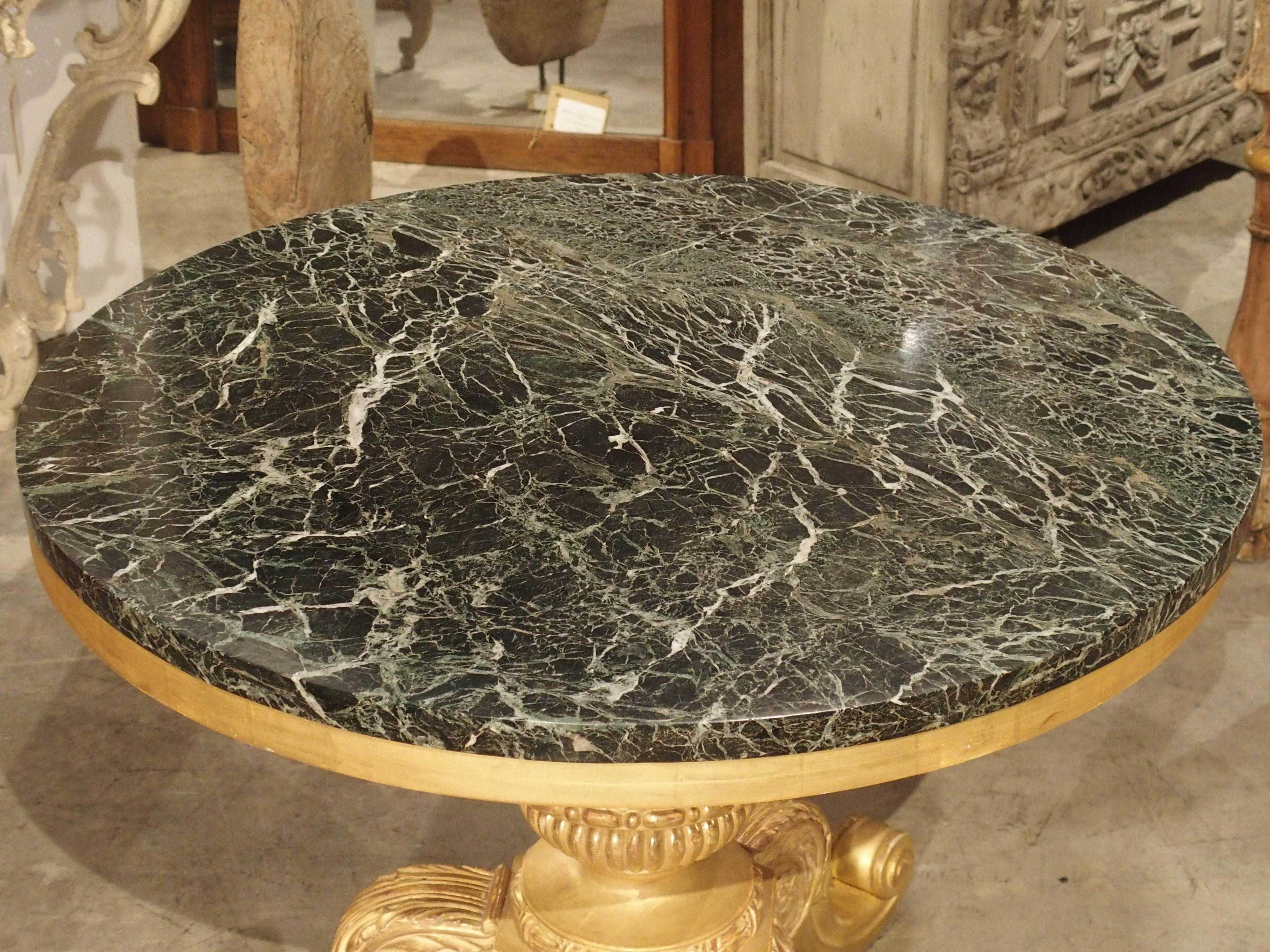 Circular Tripartite French Giltwood and Marble Center Table, Early 1900s 5