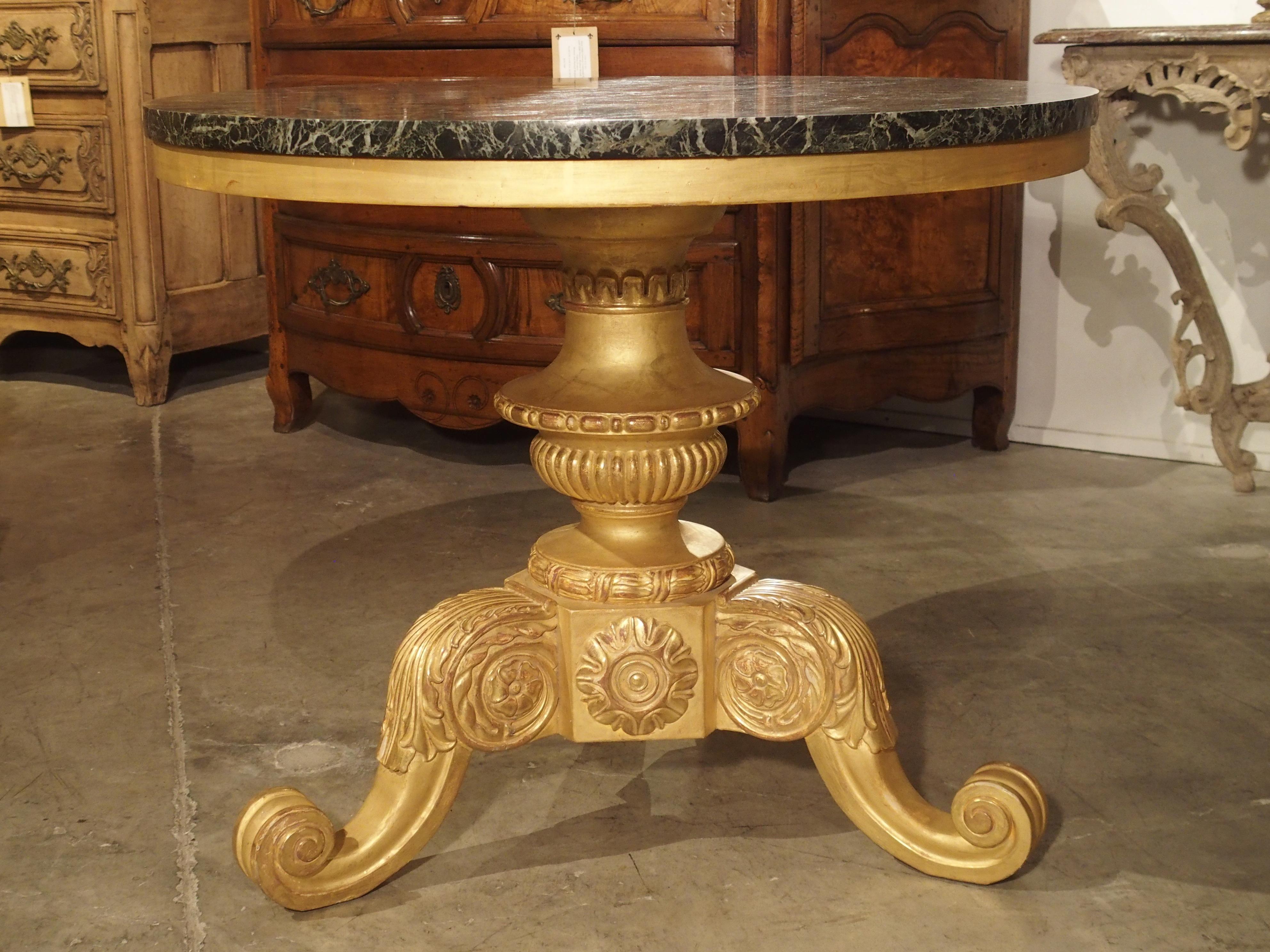 Circular Tripartite French Giltwood and Marble Center Table, Early 1900s 6