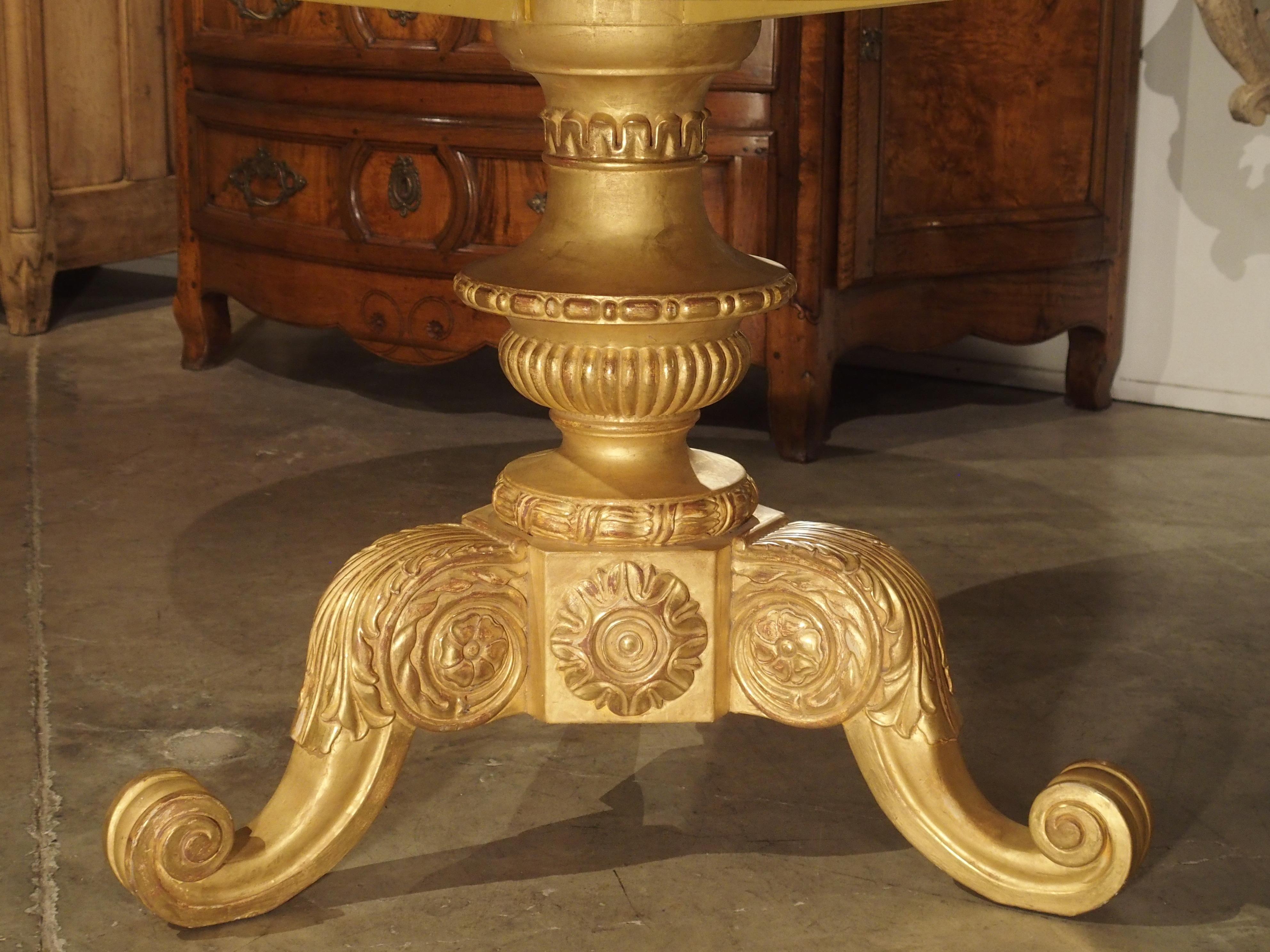 Circular Tripartite French Giltwood and Marble Center Table, Early 1900s 7