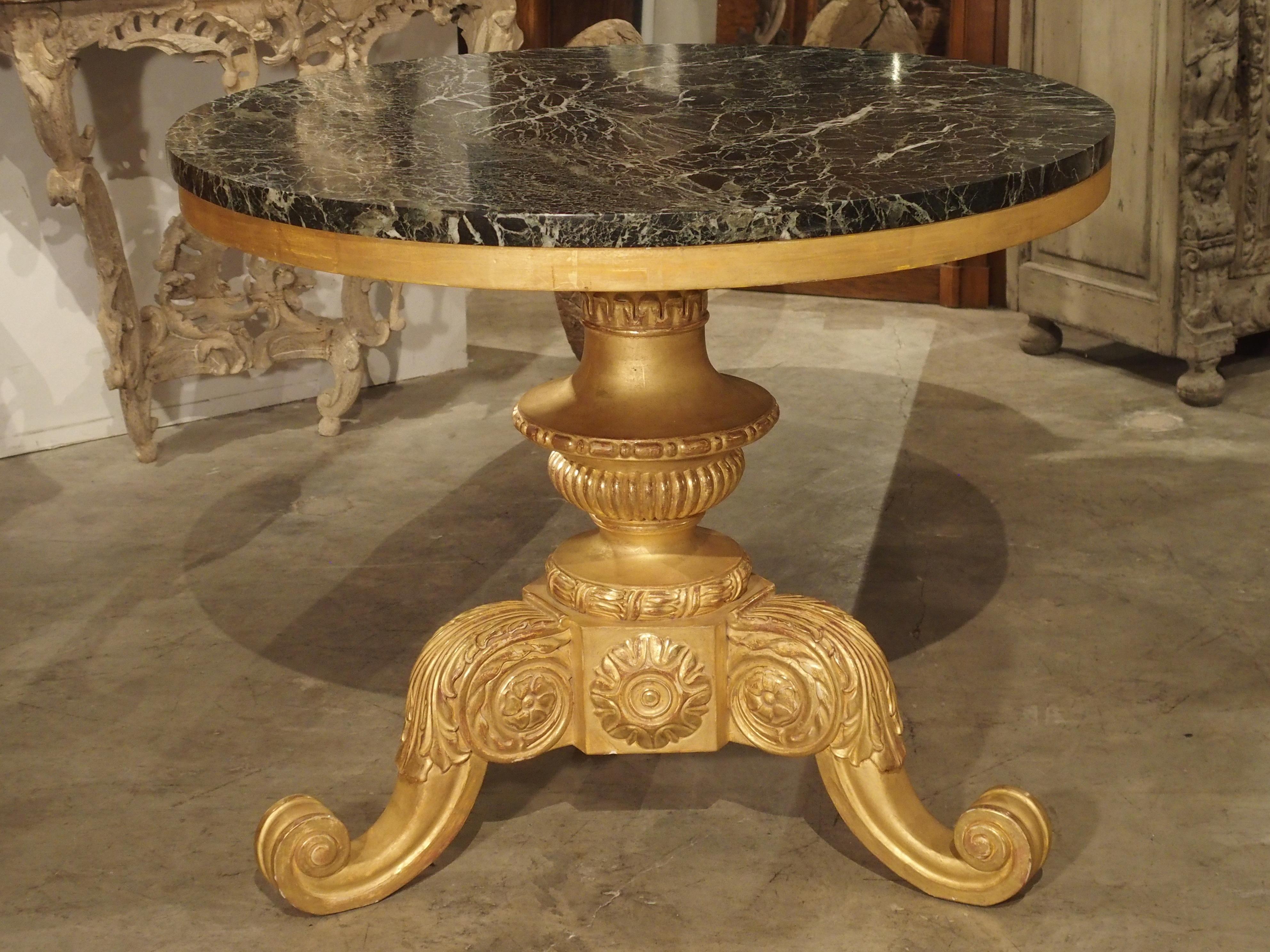 Circular Tripartite French Giltwood and Marble Center Table, Early 1900s 13