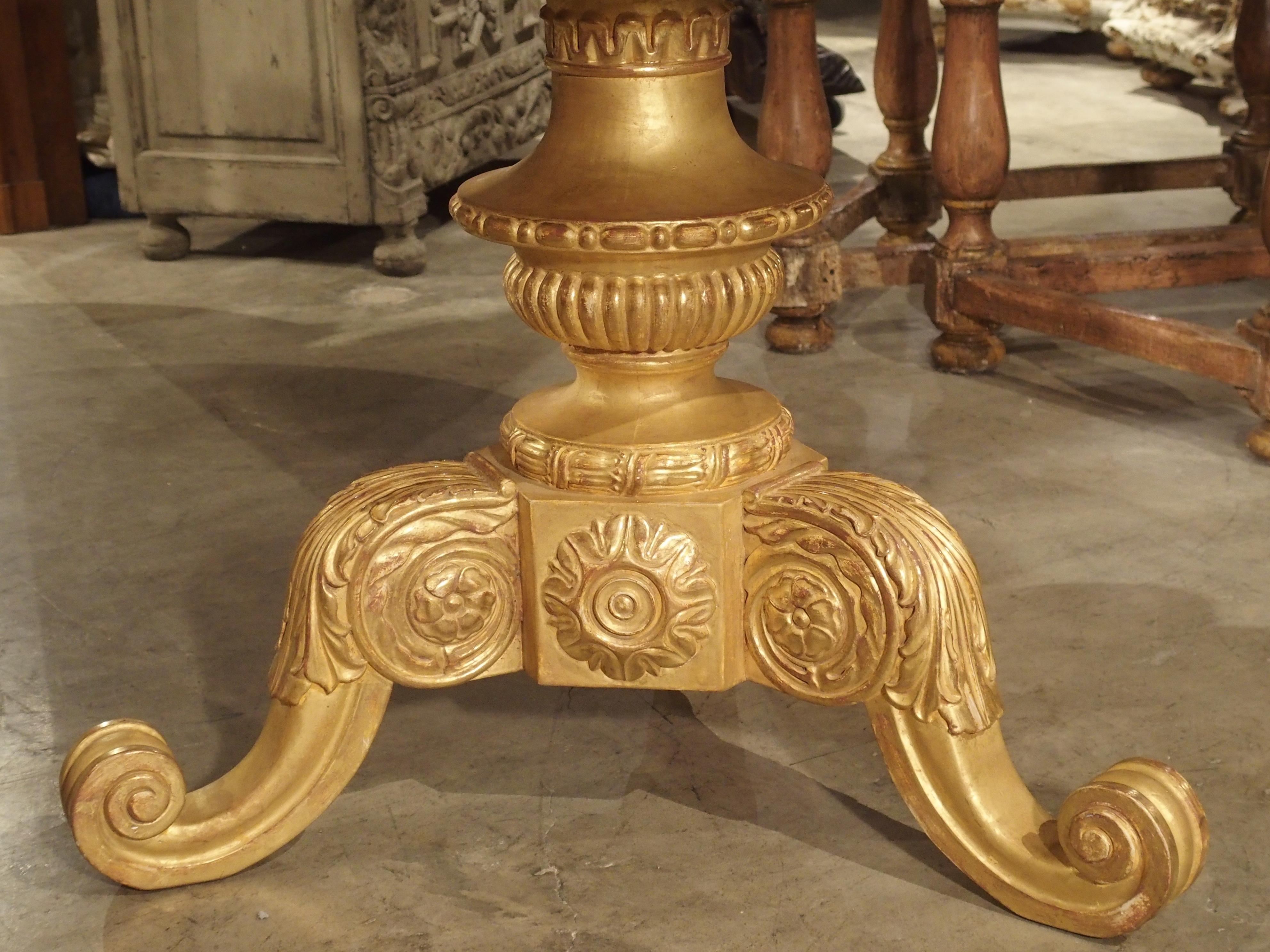 Circular Tripartite French Giltwood and Marble Center Table, Early 1900s In Good Condition In Dallas, TX