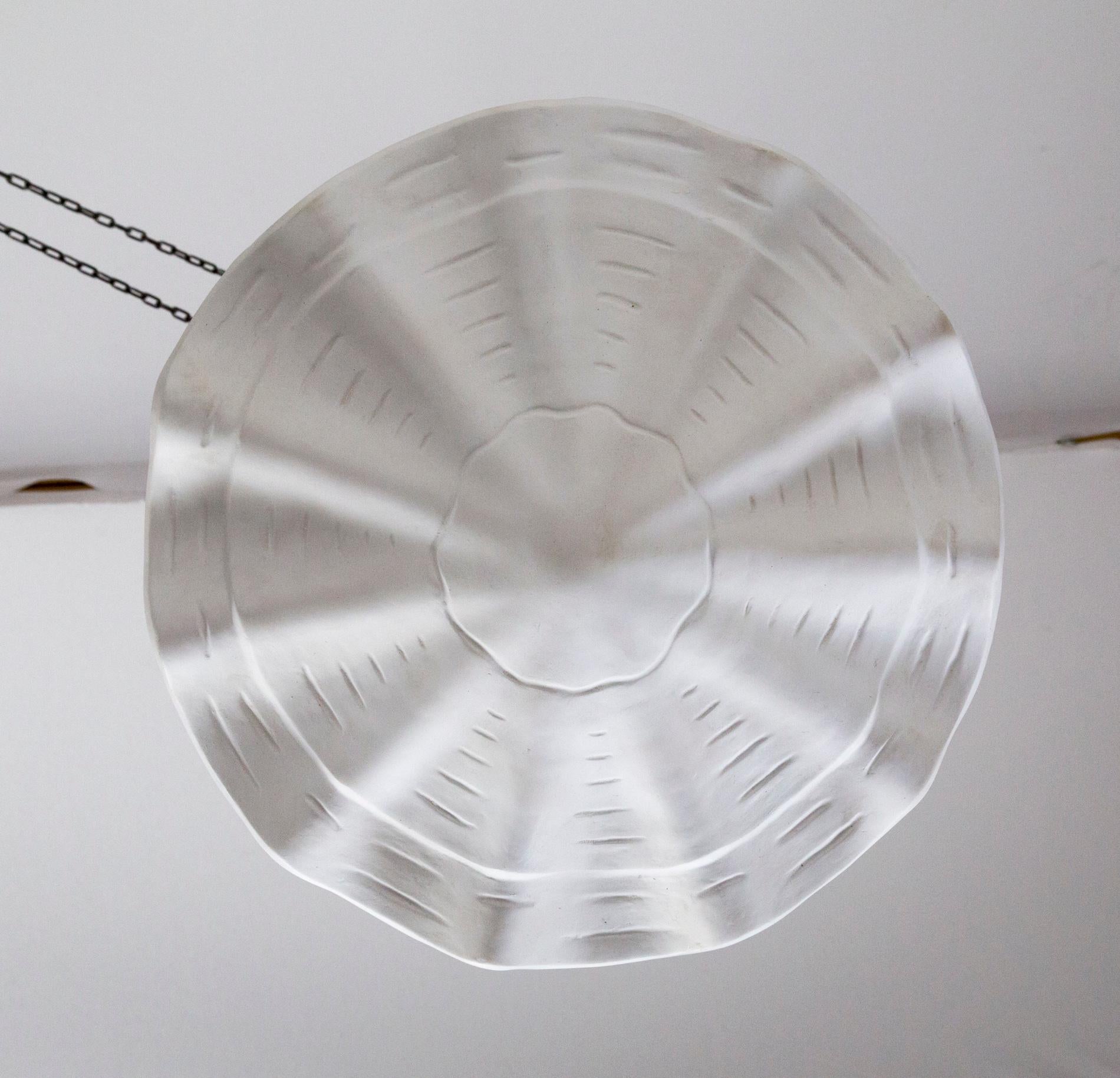 Circular Undulating Ribbed Plaster Shell Pendant, 22