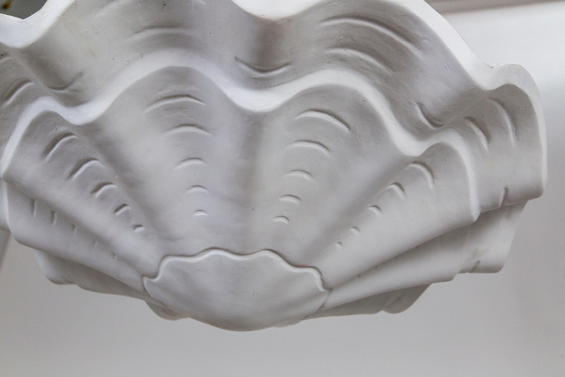 Circular Undulating Ribbed Plaster Shell Pendant, 22
