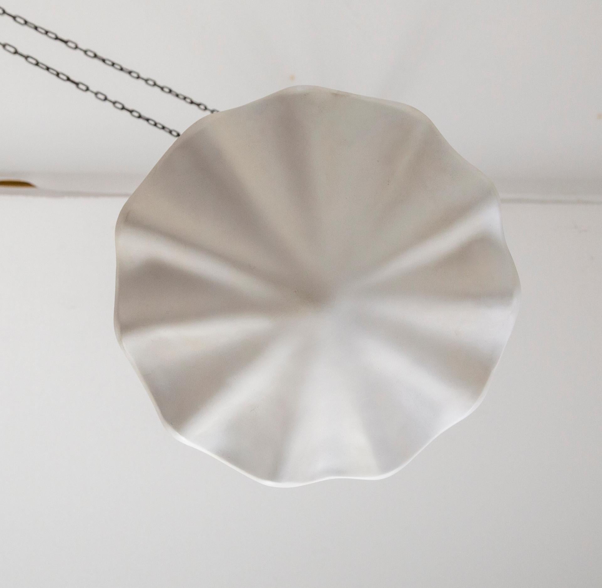 Circular Undulating Smooth Plaster Shell Pendant In New Condition In San Francisco, CA