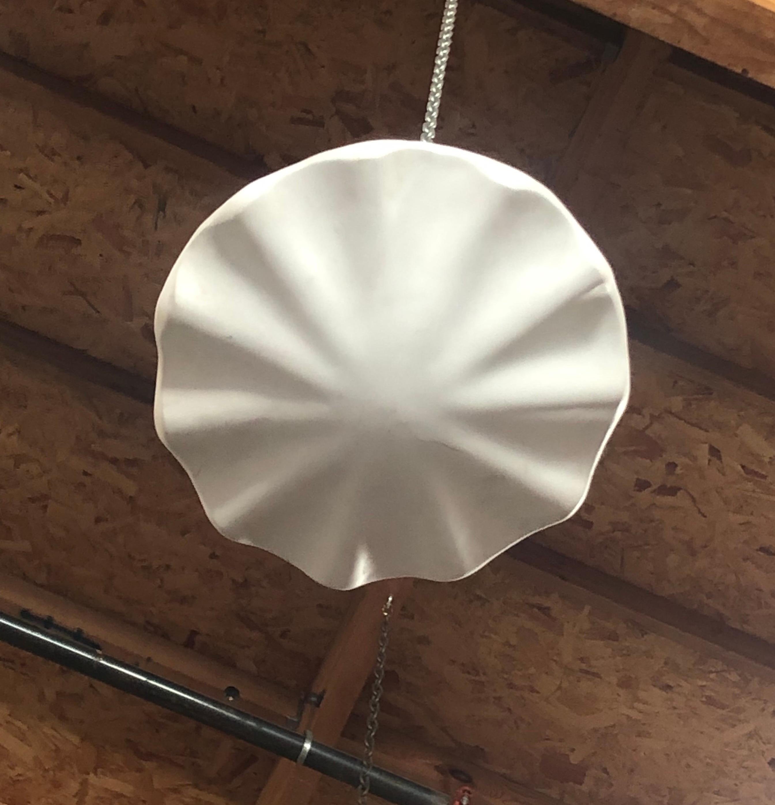 Circular Undulating Smooth Plaster Shell Pendant 1