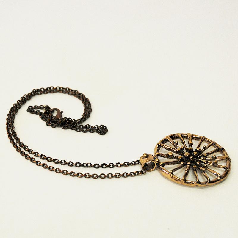 Swedish Circular Vintage Bronze Necklace by Christer Tonnby 1980s Sweden For Sale