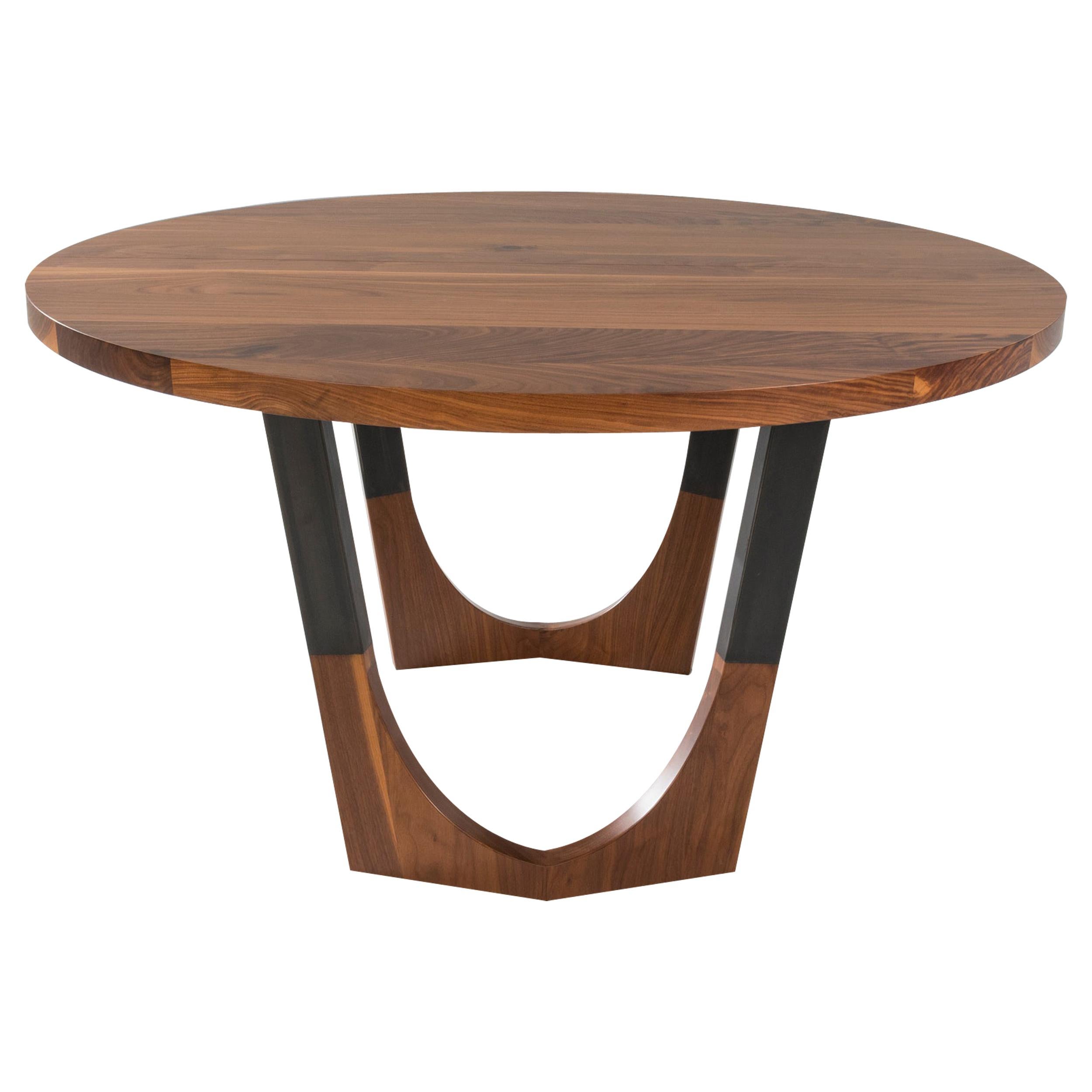 Circular Walnut Expanding Dining Table "Concord Dining Table" For Sale