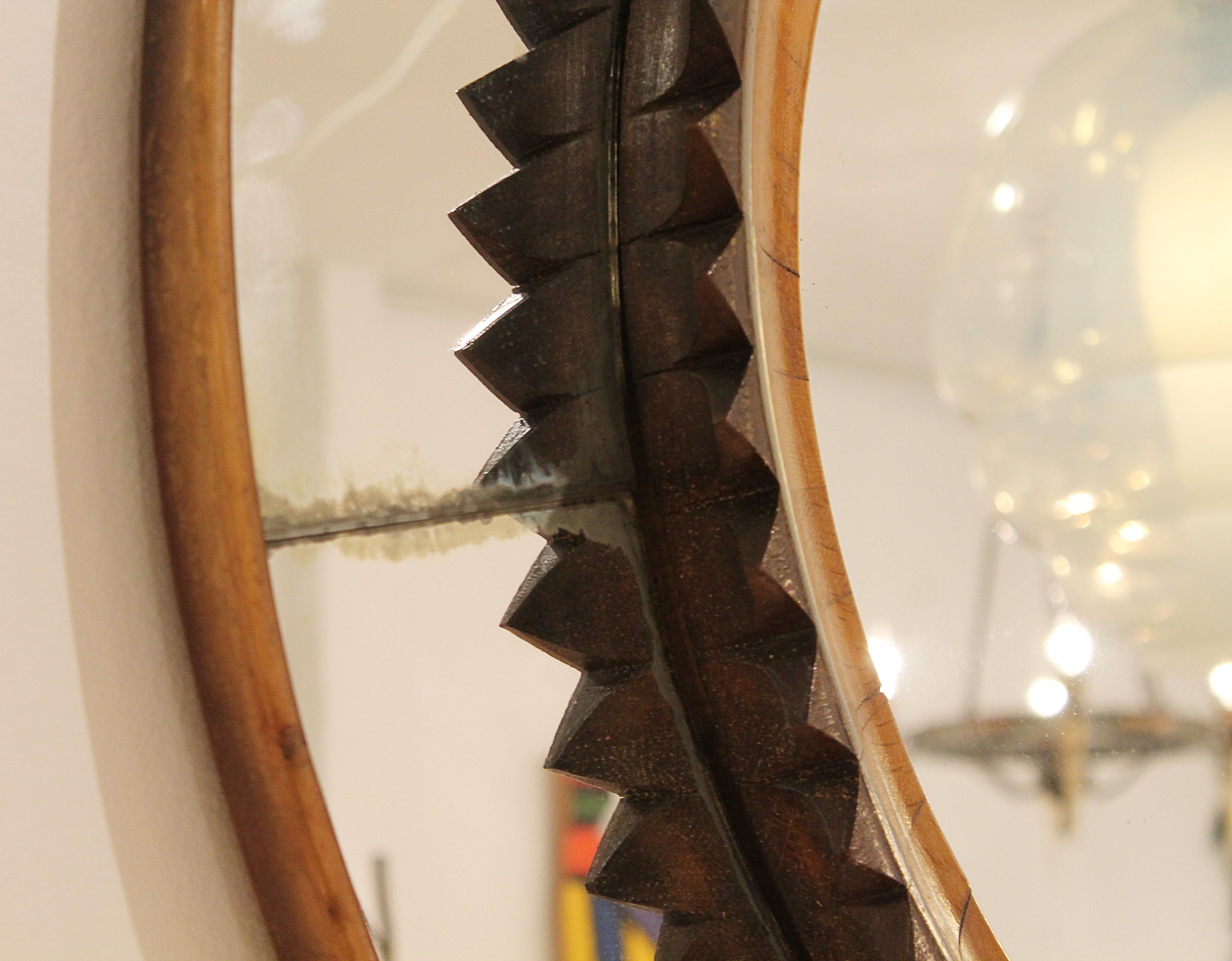 Mid-20th Century Circular Walnut Wall Mirror by Fratelli Marelli Italy, circa 1950s
