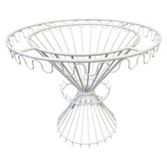 French Circular White Metal Dining Table Base, 1950s, by Mathieu Matégot