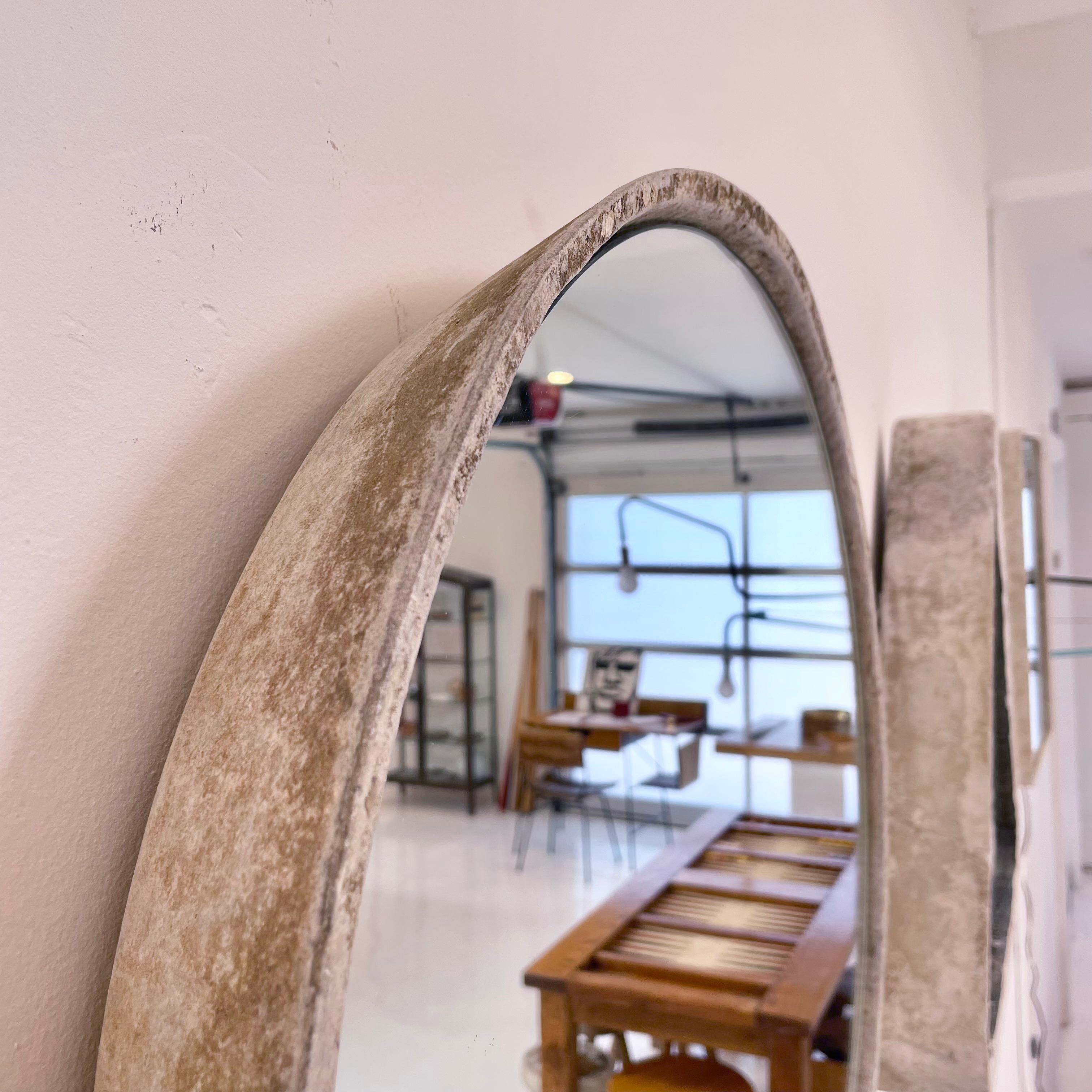 Circular Willy Guhl Concrete Mirror, 1960s Switzerland In Good Condition In Los Angeles, CA