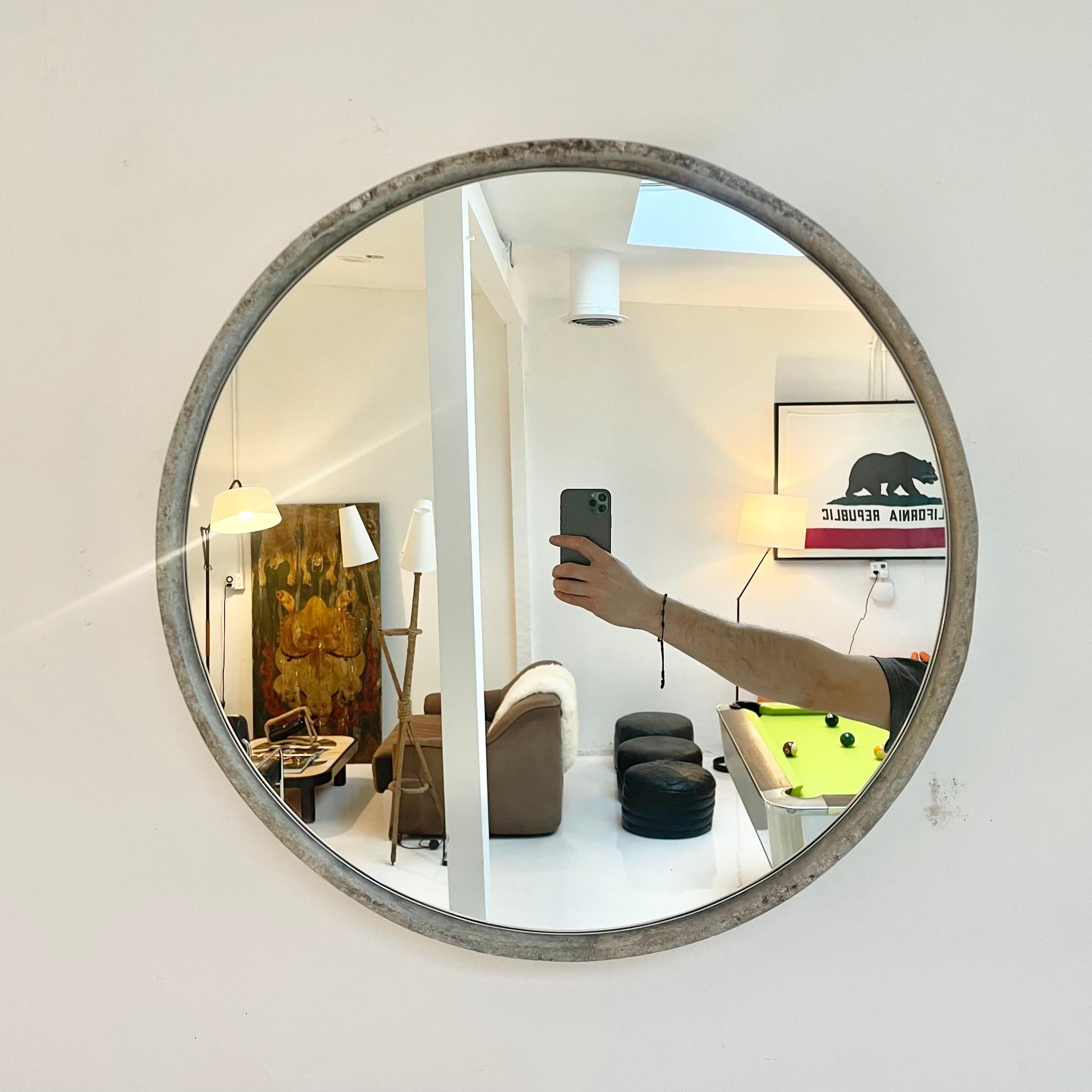 Mid-20th Century Circular Willy Guhl Concrete Mirror, 1960s Switzerland
