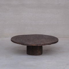 Table basse primitive circulaire en bois