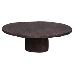 Circular Wooden Low Primitive Coffee Table