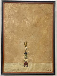 Circus Acrobats Painting by San Francisco Artist Pascal Cucaro circa 1955