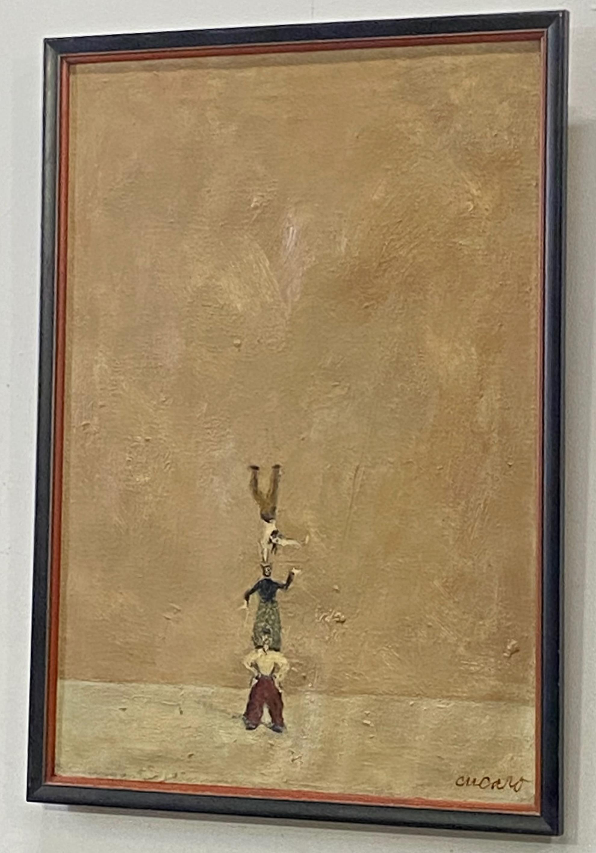 American Circus Acrobats Painting by San Francisco Artist Pascal Cucaro circa 1955