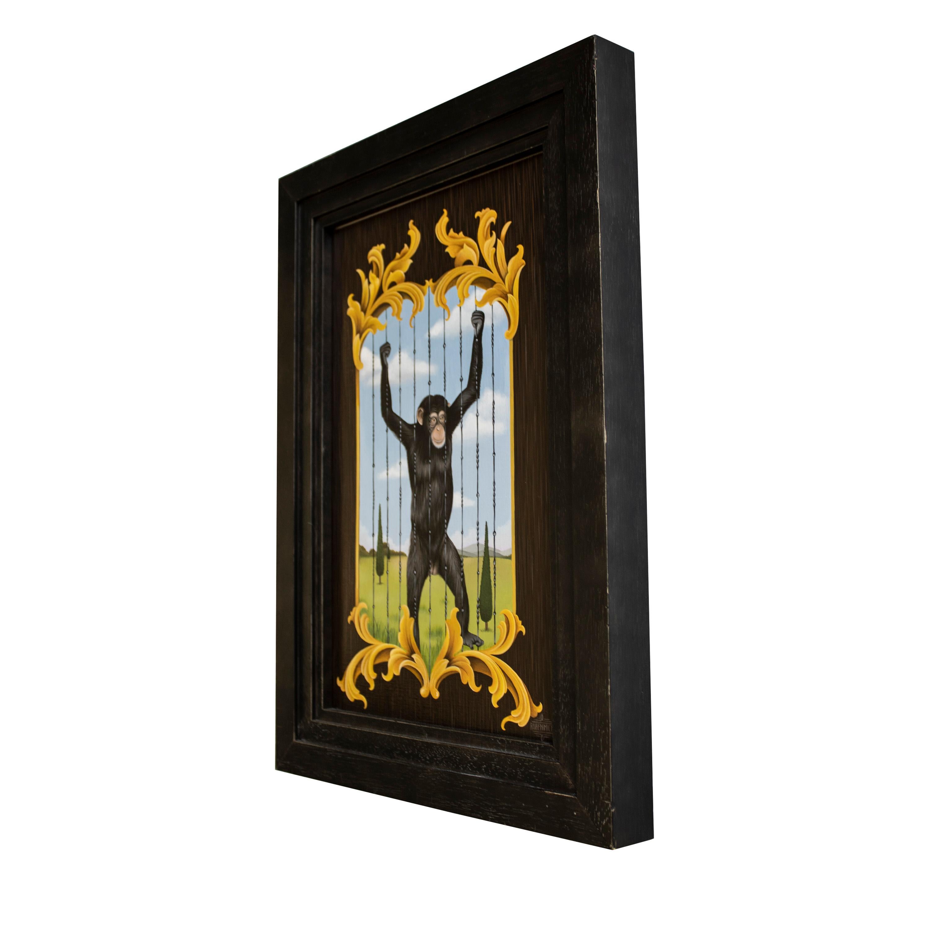 Contemporary painting, Circus, by Spanish artists Rubenimichi, Acrylic on canvas, with a thick lacquered wood frame.

Measurements:
Painting: 28×44 (H) cm 
Frame: 44 x 3.5 x 60 (H) cm.