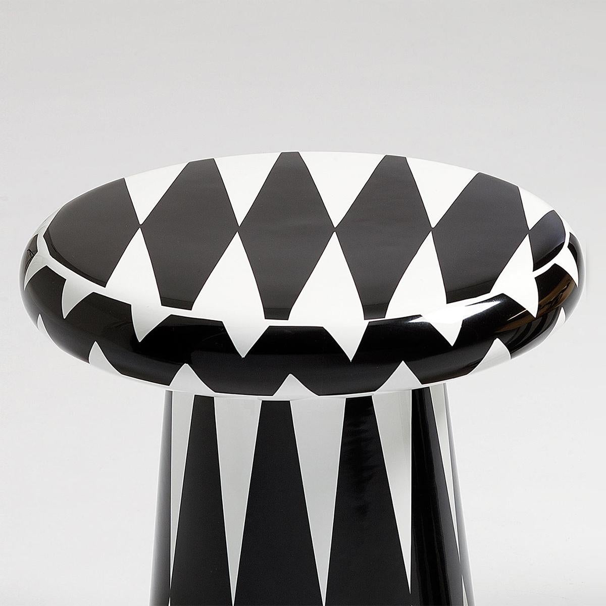 Italian Circus Black and White Side Table For Sale