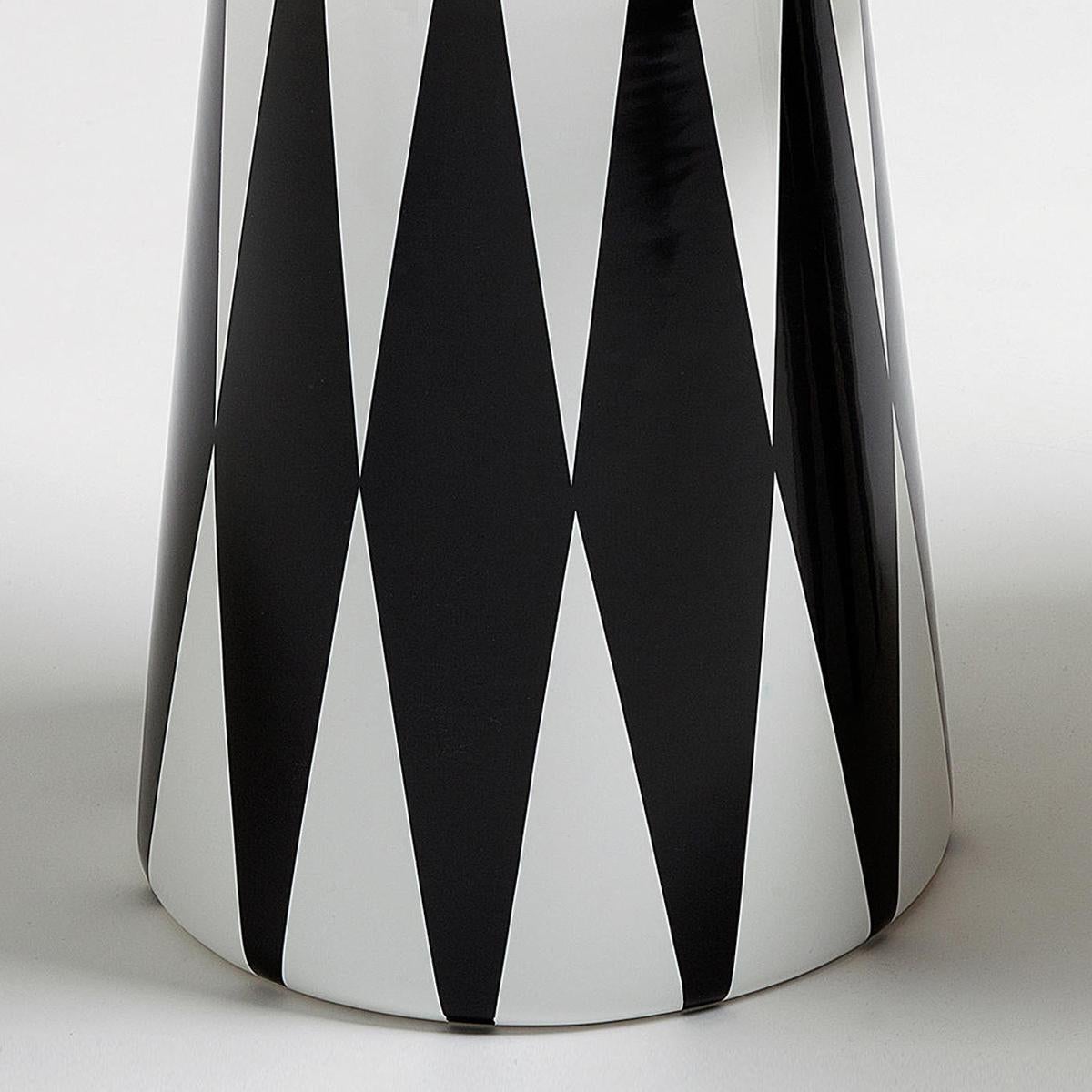 Hand-Crafted Circus Black and White Side Table For Sale