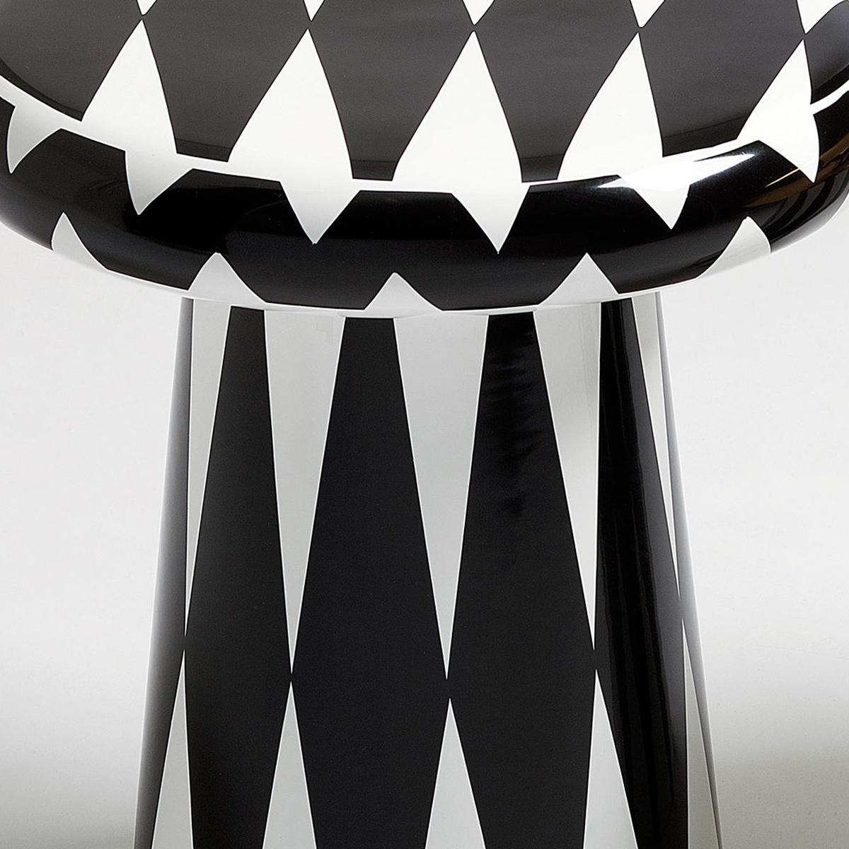 Ceramic Circus Black and White Side Table For Sale