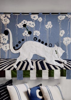 Circus Cat Embroidered Wall Tapestry