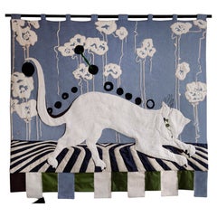 Circus Cat Embroidered Wall Tapestry