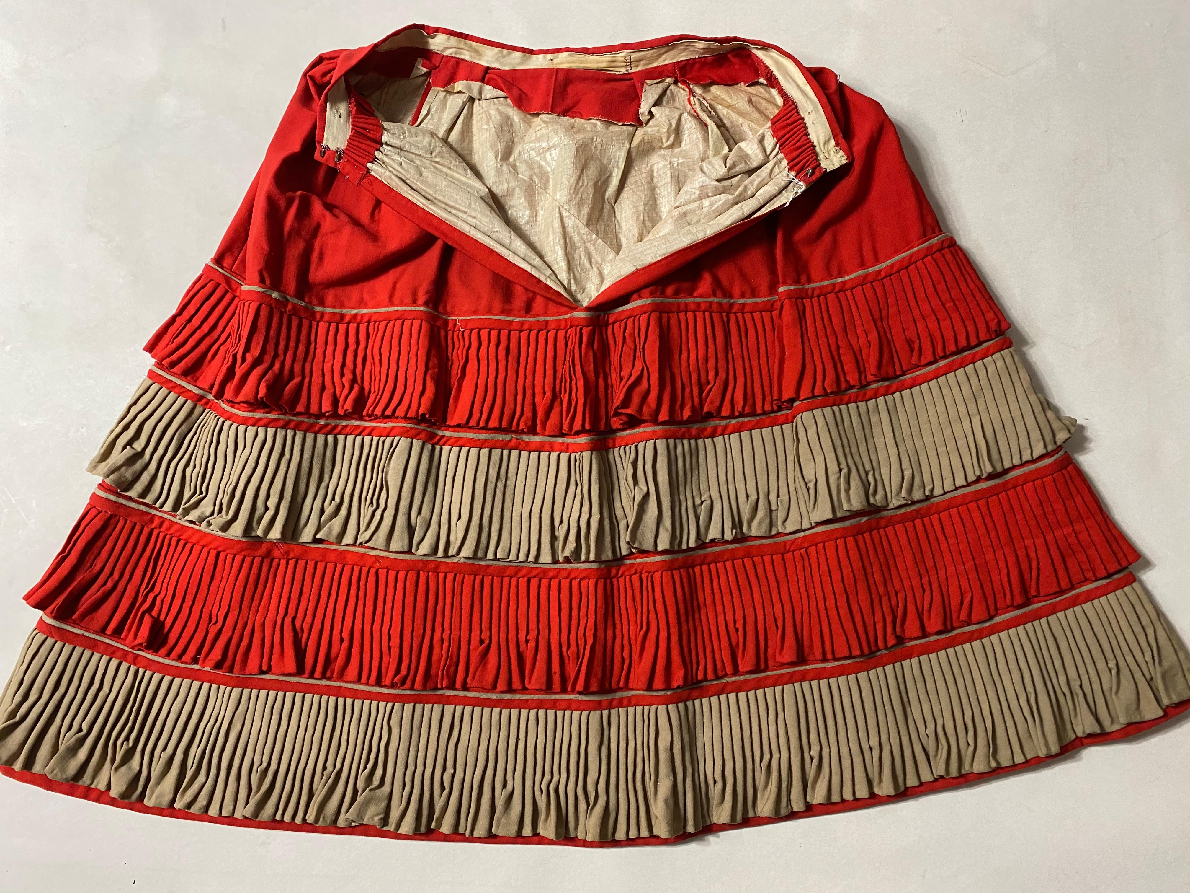 An Historical Circus, Fancy or Memorial Dress in Scarlet Challis USA Circa 1890 For Sale 7