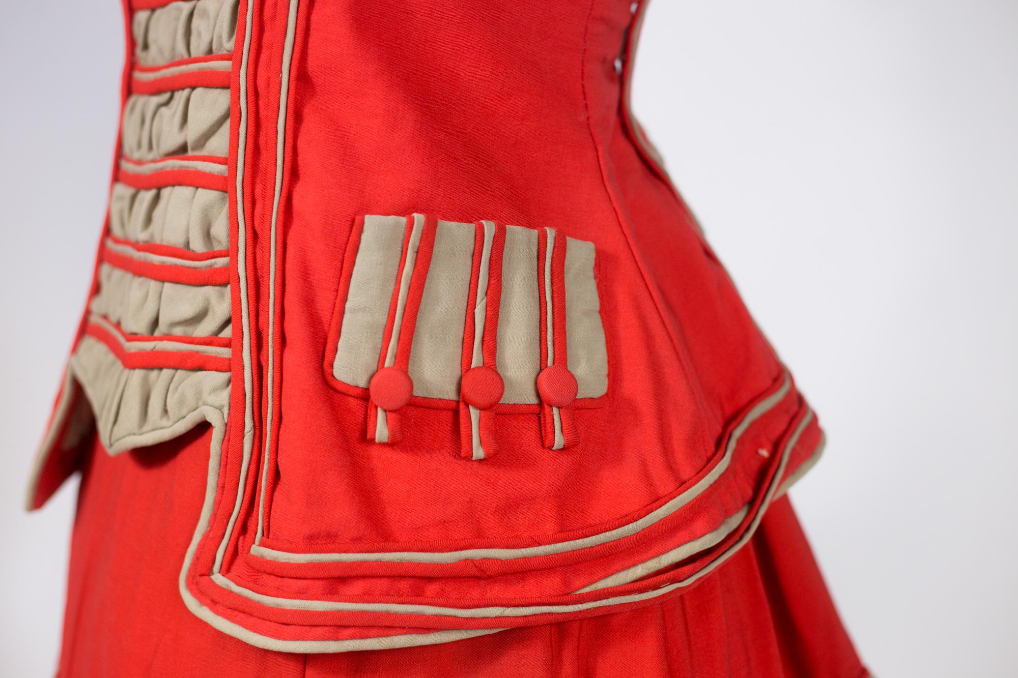 An Historical Circus, Fancy or Memorial Dress in Scarlet Challis USA Circa 1890 For Sale 1