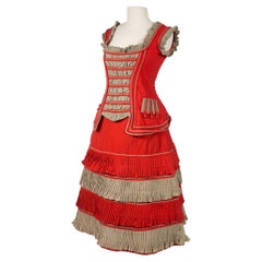 Circus, Fancy or Memorial Dress in Scarlet Challis - USA Circa 1890