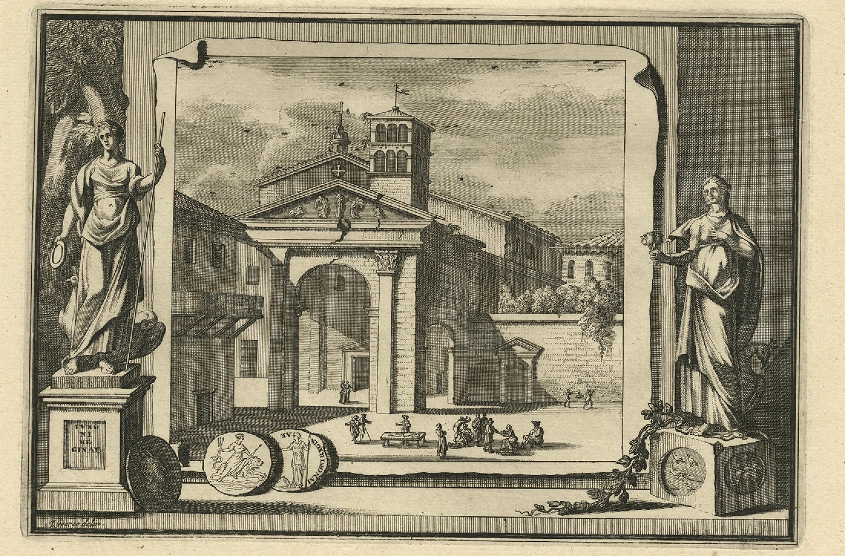 Engraved Circus Flaminius in Ancient Rome – Rare Architectural Engraving, 1704 For Sale