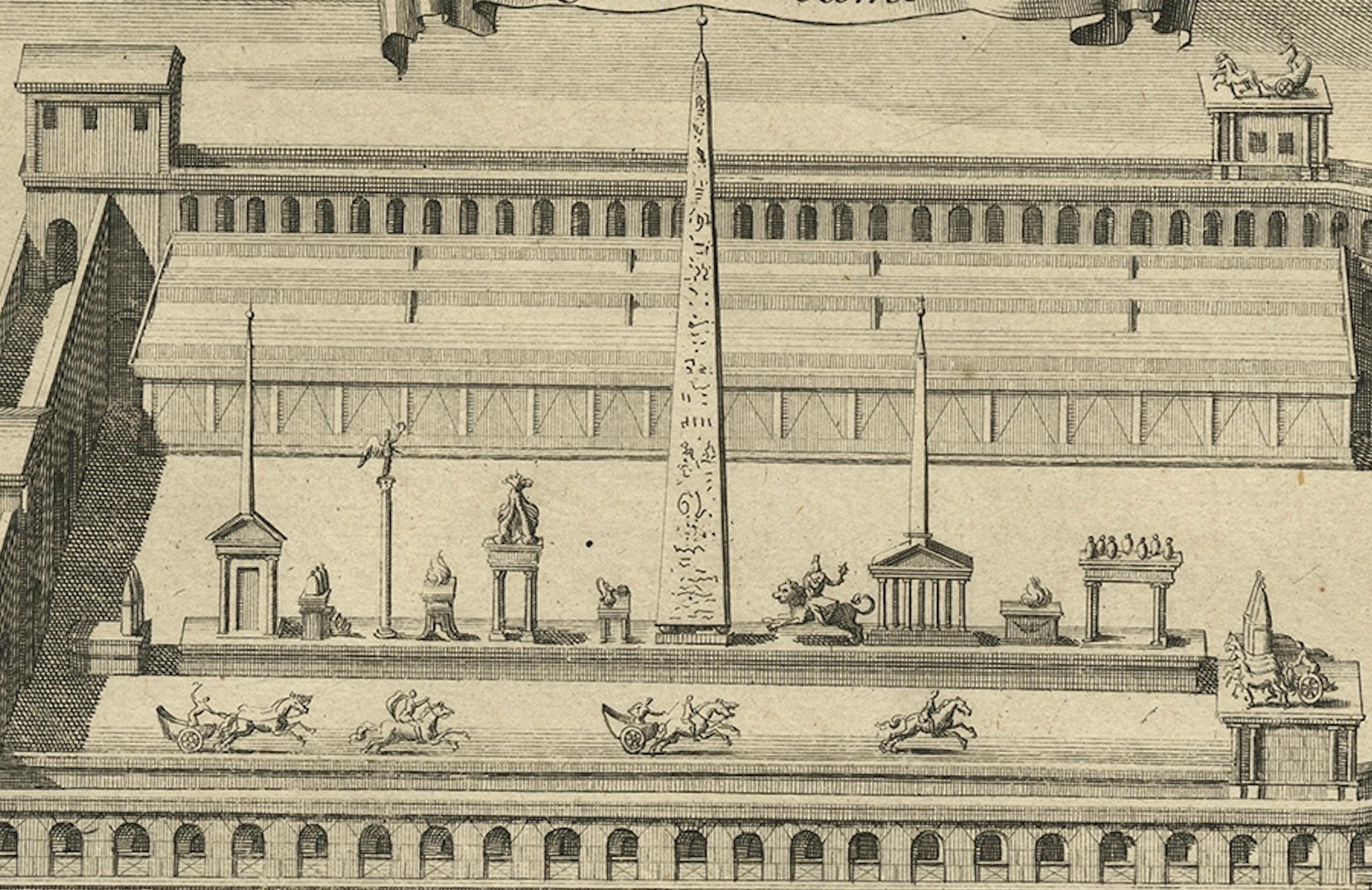 Circus Flaminius in Ancient Rome – Rare Architectural Engraving, 1704 In Good Condition For Sale In Langweer, NL