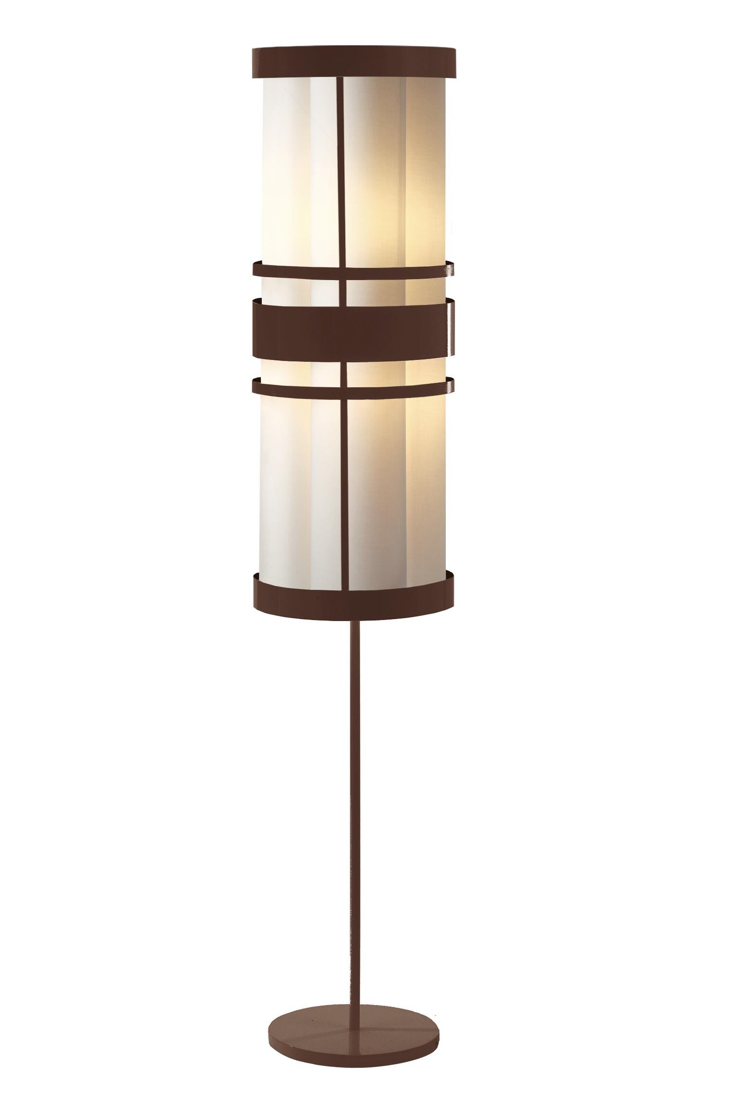 Lacquered Contemporary Art Deco Inspired Circus Floor Lamp Black Powder Coated For Sale