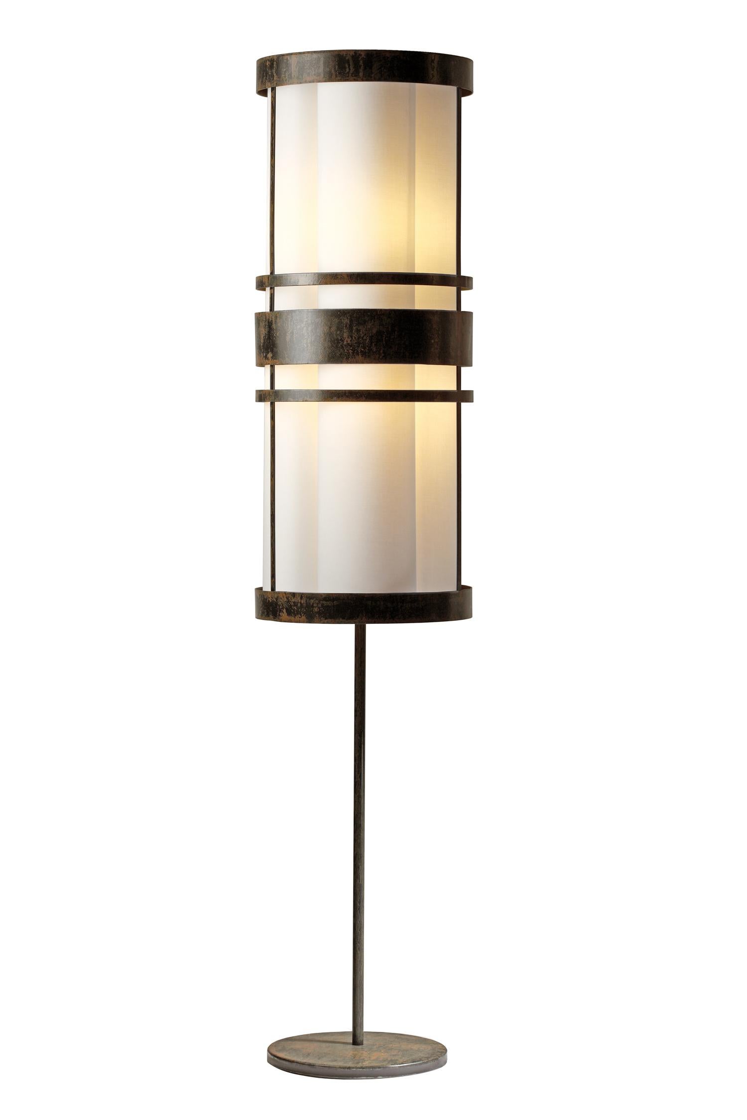 Cotton Contemporary Art Deco Inspired Circus Floor Lamp Black Powder Coated For Sale