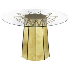 Mesa Circus de cristal con estructura de latón