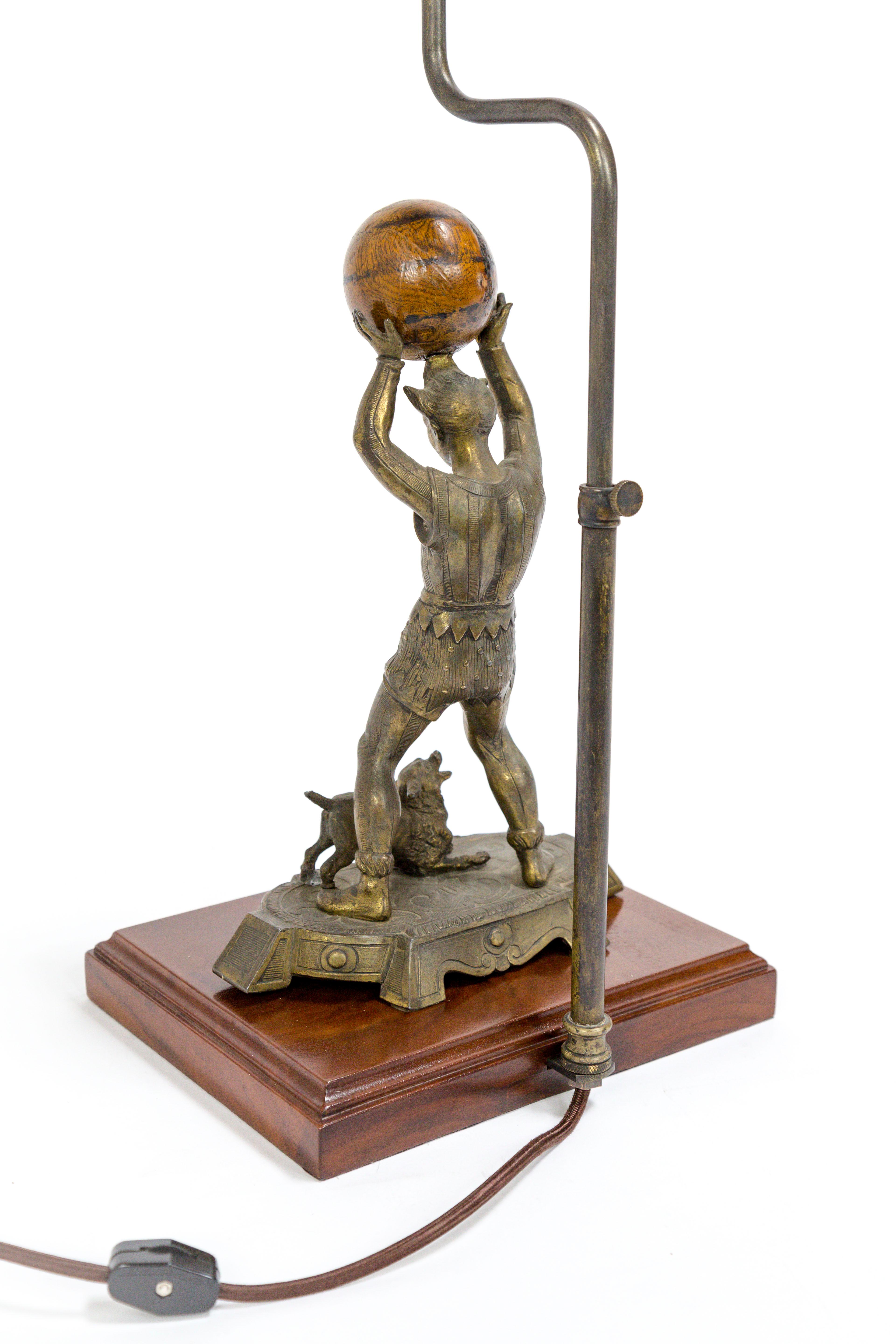 Circus Jester Sculpture with Walnut Ball Lamp For Sale 6