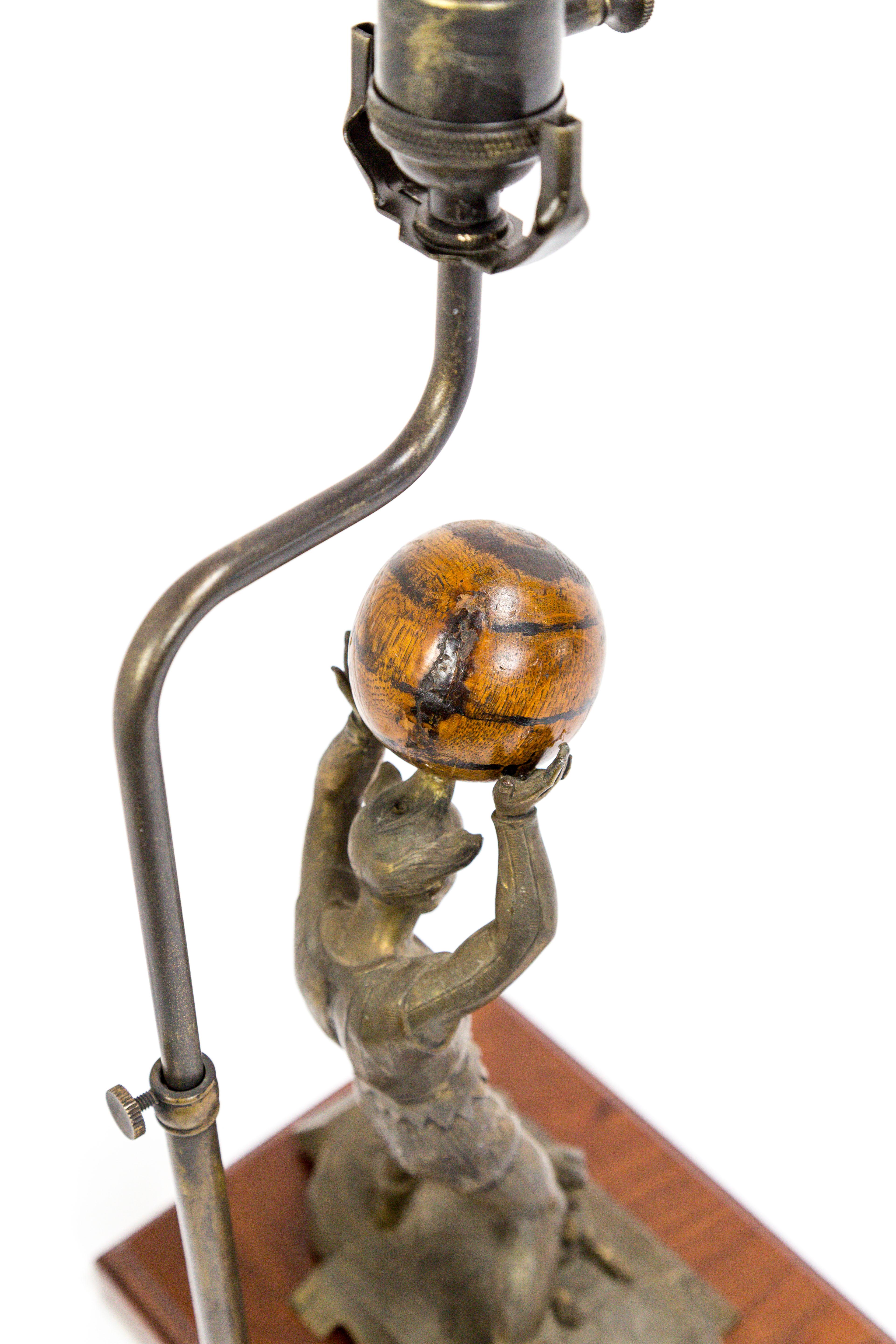Circus Jester Sculpture with Walnut Ball Lamp For Sale 7
