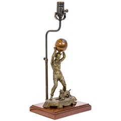 Circus Jester Sculpture with Walnut Ball Lamp