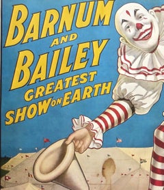 Circus Poster by Ringling Bros., circa 1971, "Clown Standing over Tents"