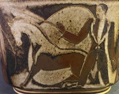 "Circus Scenes", Unique Art Deco Covered Urn w/ Ringmaster & Horse Rider