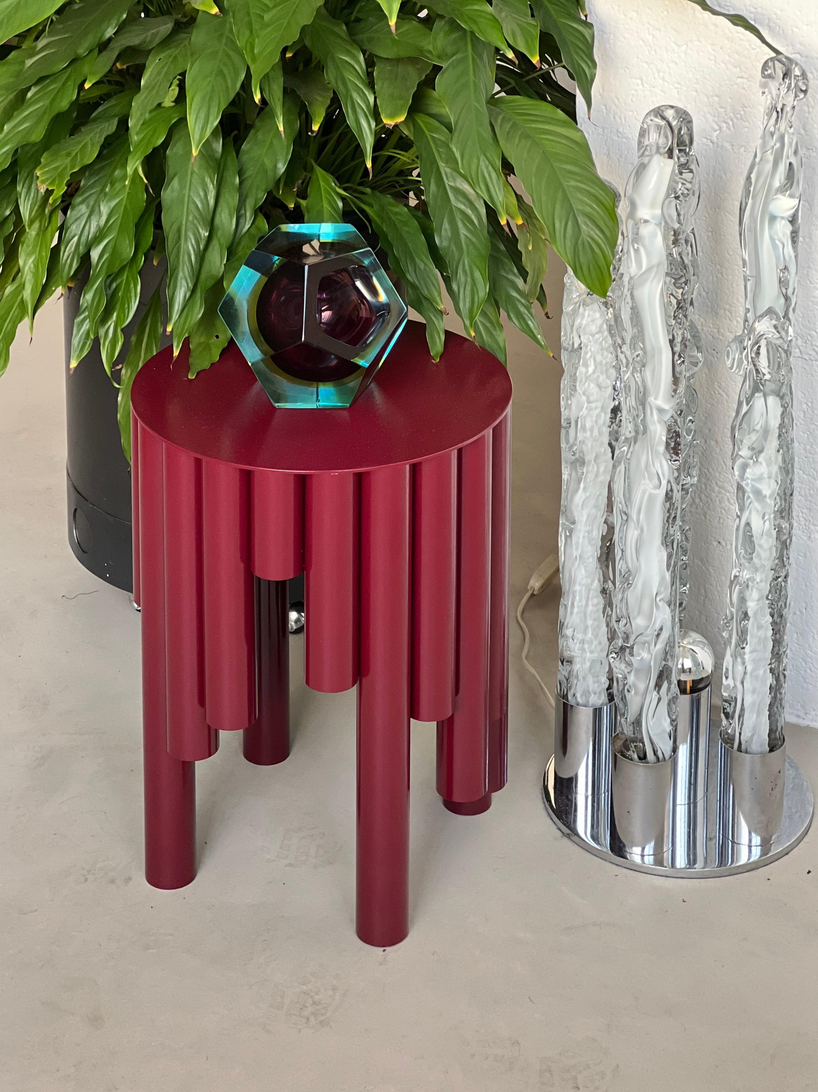 Italian Circus Side Table/Stool by Spinzi Milano in Gucci Red For Sale