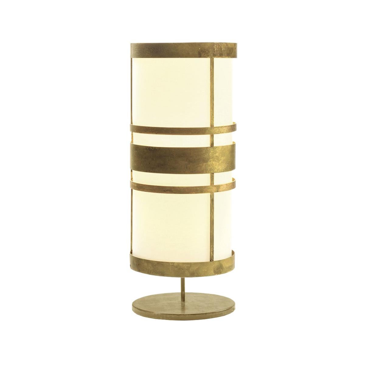 Contemporary Art Deco Inspired Circus Table Lamp Aged Brass For Sale