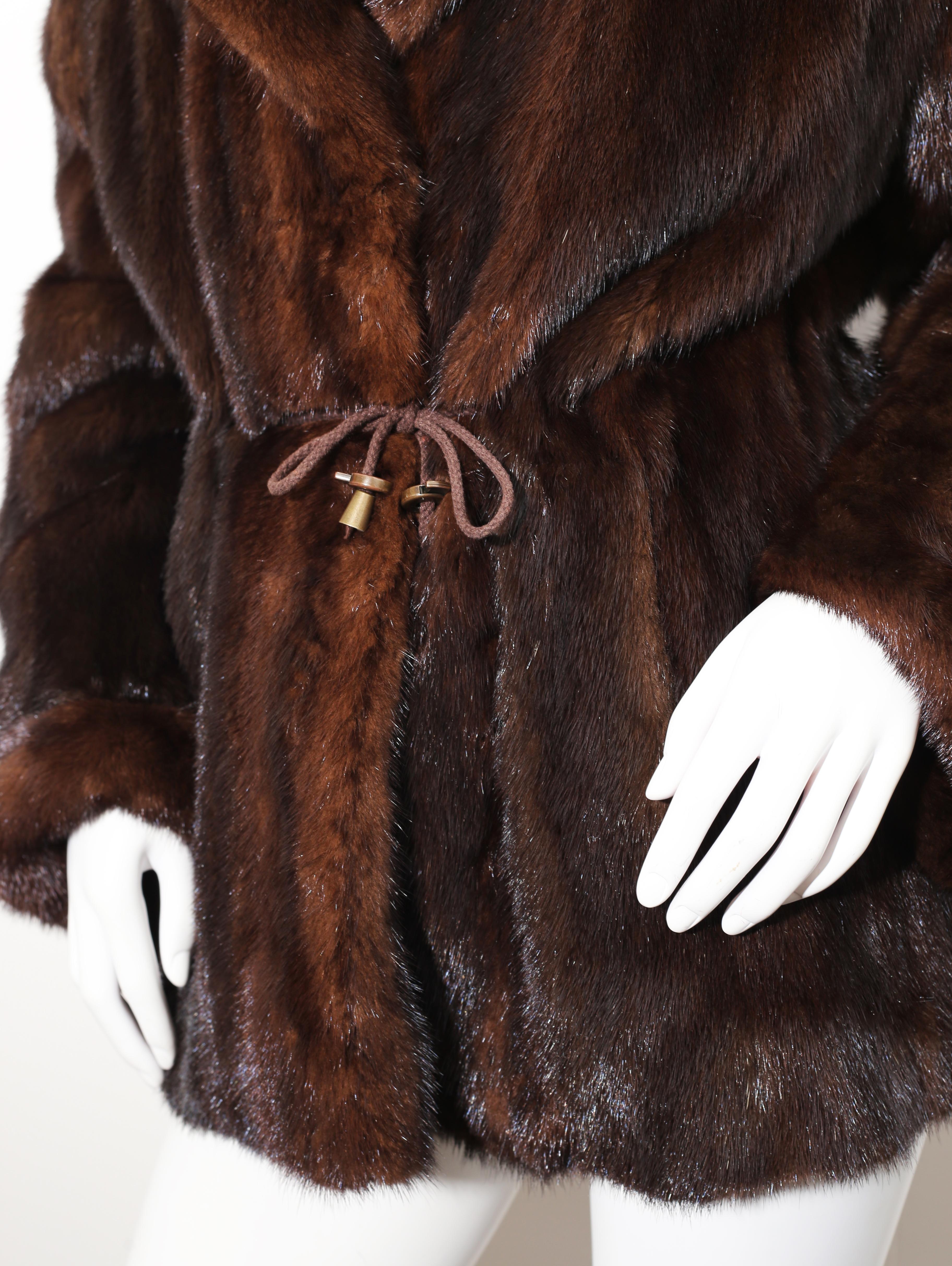 Black Cirilo Fernandez   mink adjustable coat 