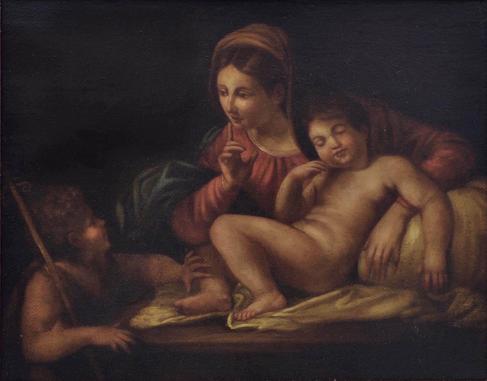 HOLY SCENE - École italienne - Italie  Figuratif - peinture à l'huile sur toile - Painting de Ciro De Lucia