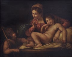 HOLY SCENE - Italian School - Italy -  Figurative- Oil on canvas painting