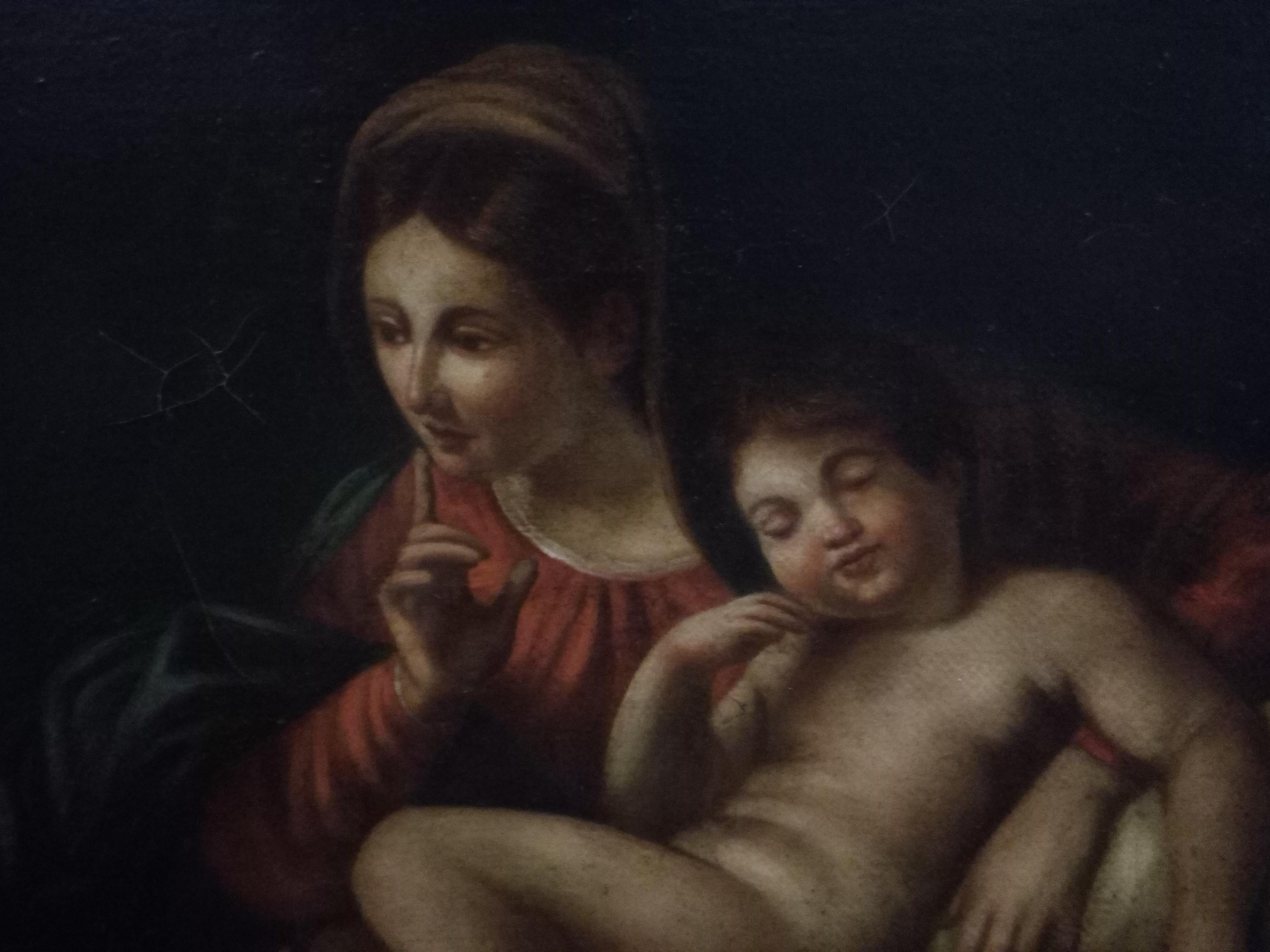 Holy scene - Ciro de Lucia Italia 2007 - Oil on canvas cm. 40x50
Oil painting on canvas depicting the Madonna and Child lying down. 
