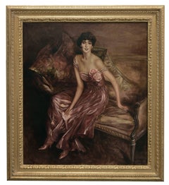 LADY'S PORTRAIT- In the Manner of G. Boldini -  Italian Oil on Canvasv Painting