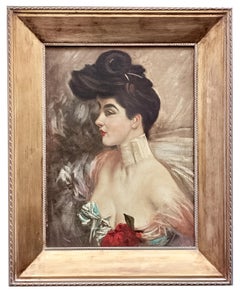 RITRATTO DI SIGNORA - Alla maniera di G. Boldini - Pittura italiana olio su tela